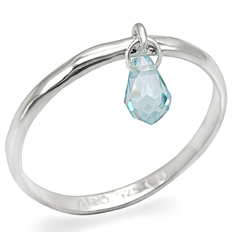 LOS268 - 925 Sterling Silver Ring Silver Women Genuine Stone Sea Blue