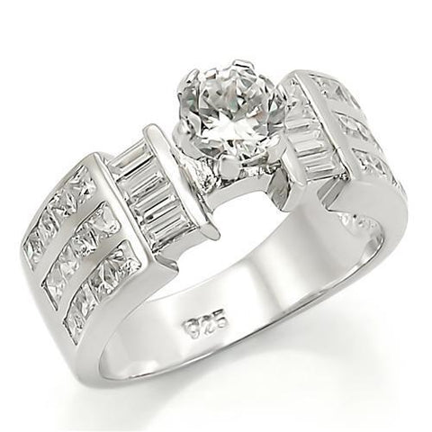 LOS280 - 925 Sterling Silver Ring Rhodium Women AAA Grade CZ Clear