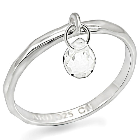 LOS285 - 925 Sterling Silver Ring Silver Women Genuine Stone Clear