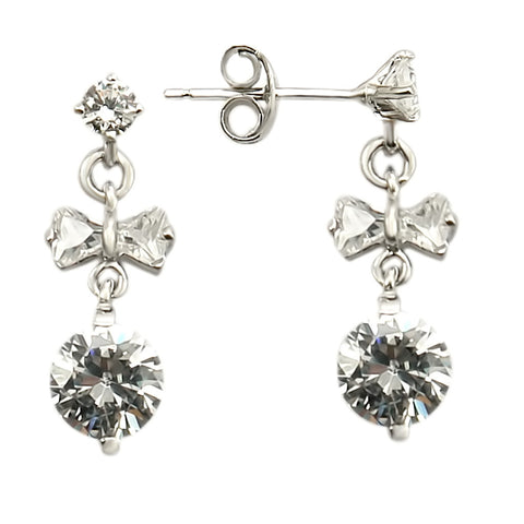 LOS313 - 925 Sterling Silver Earrings Rhodium Women AAA Grade CZ Clear