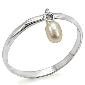 LOS317 - 925 Sterling Silver Ring Silver Women Semi-Precious White