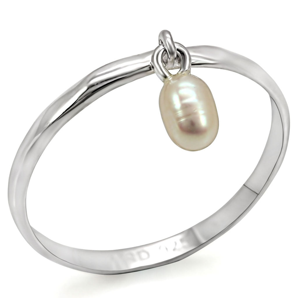 LOS317 - 925 Sterling Silver Ring Silver Women Semi-Precious White