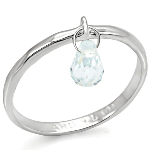 LOS318 - 925 Sterling Silver Ring Silver Women Genuine Stone Aquamarine