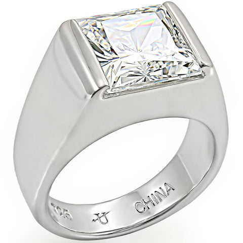 LOS374 - 925 Sterling Silver Ring Rhodium Women AAA Grade CZ Clear