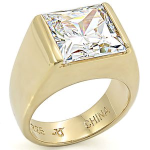 LOS375 - 925 Sterling Silver Ring Gold Women AAA Grade CZ Clear