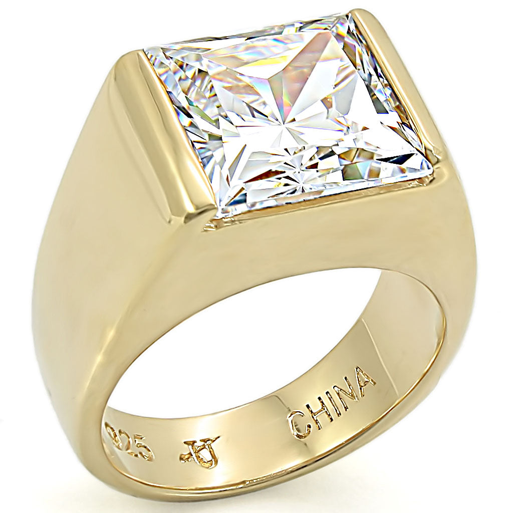LOS375 - 925 Sterling Silver Ring Gold Women AAA Grade CZ Clear
