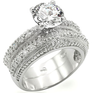 LOS400 - 925 Sterling Silver Ring Rhodium Women AAA Grade CZ Clear