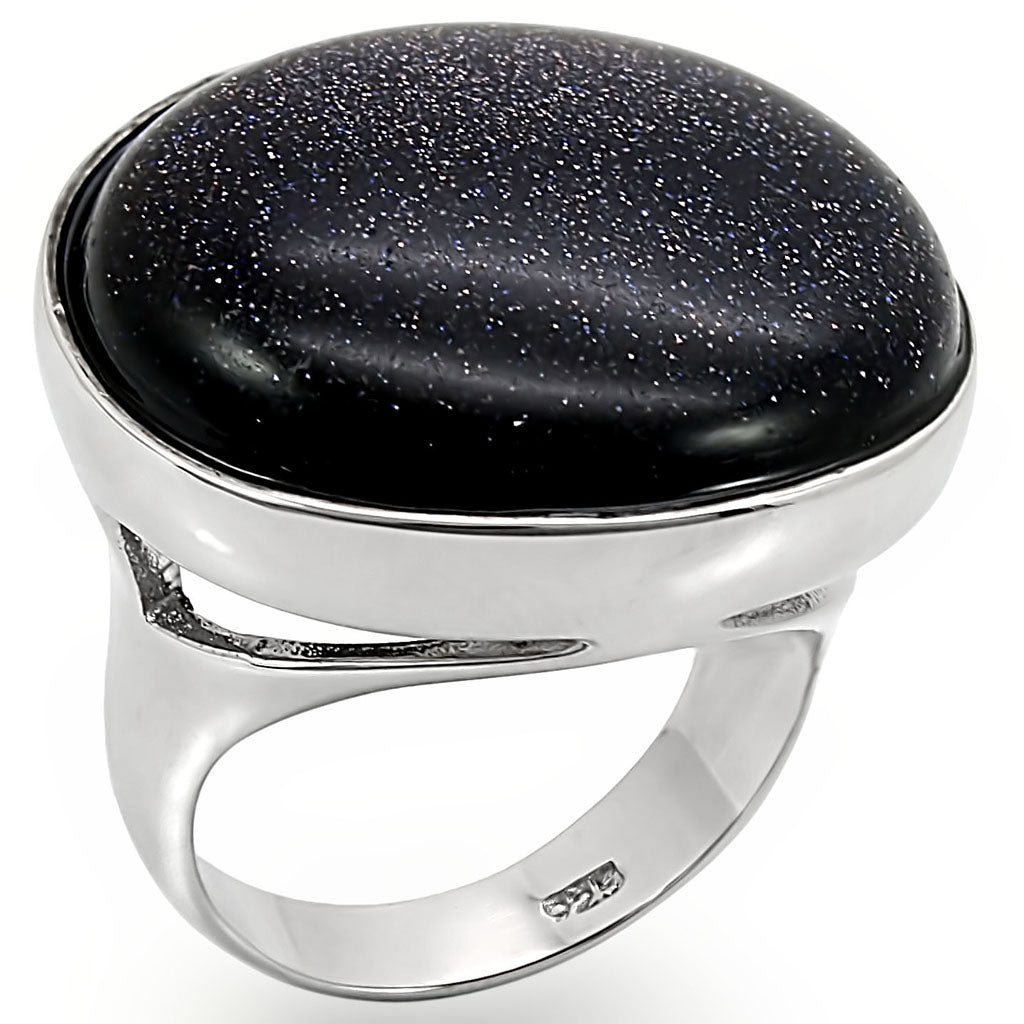 LOS401 - 925 Sterling Silver Ring Rhodium Women Blue Sand Montana