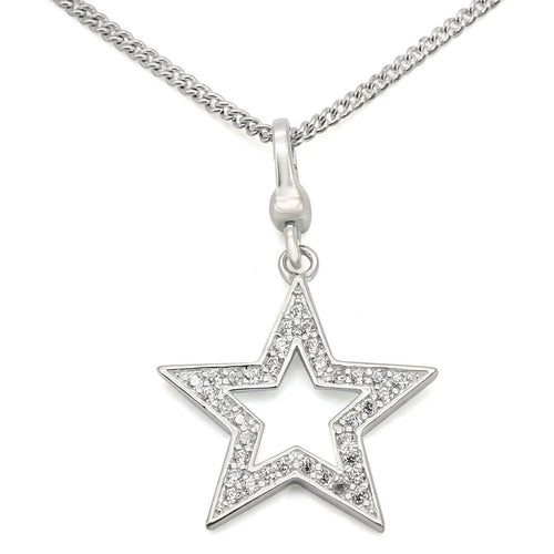 LOS441 - 925 Sterling Silver Chain Pendant Silver Women AAA Grade CZ Clear