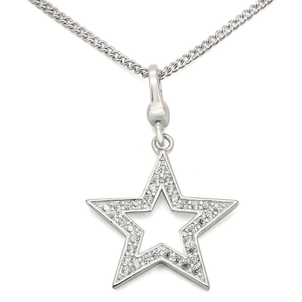 LOS441 - 925 Sterling Silver Chain Pendant Silver Women AAA Grade CZ Clear