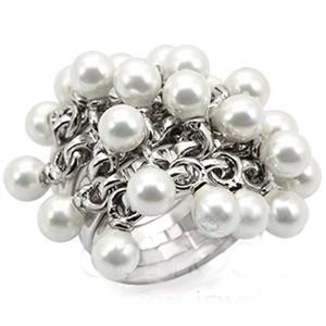 LOS447 - 925 Sterling Silver Ring Rhodium Women Synthetic White
