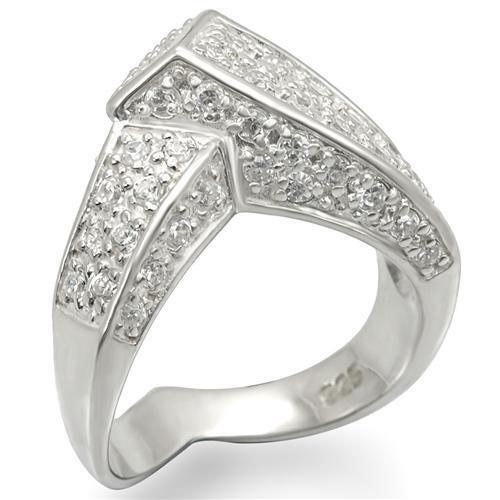 LOS453 - 925 Sterling Silver Ring Silver Women AAA Grade CZ Clear