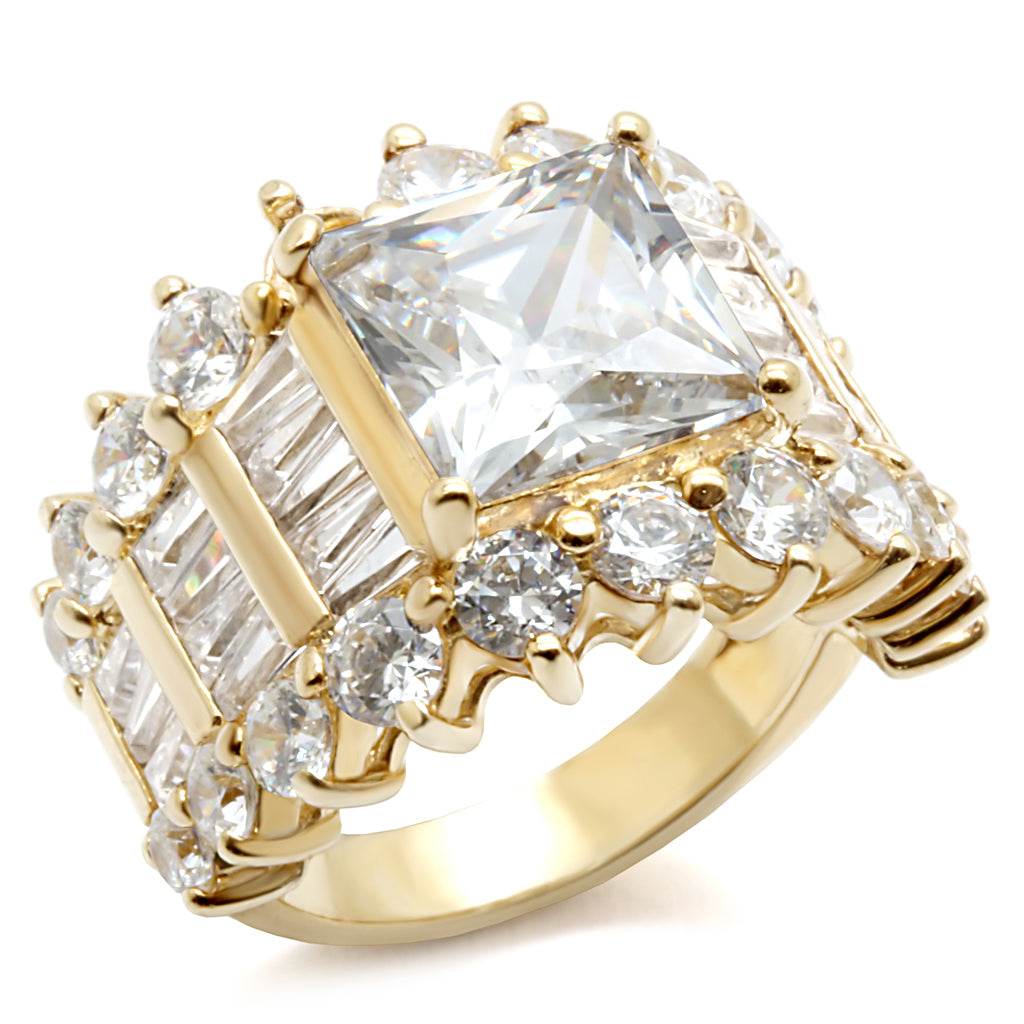 LOS481 - 925 Sterling Silver Ring Gold Women AAA Grade CZ Clear