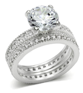 LOS527 - 925 Sterling Silver Ring Rhodium Women AAA Grade CZ Clear