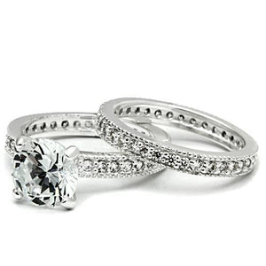 LOS527 - 925 Sterling Silver Ring Rhodium Women AAA Grade CZ Clear