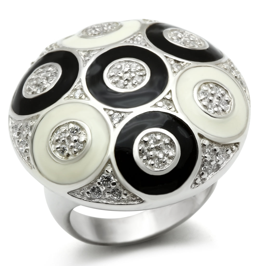 LOS541 - 925 Sterling Silver Ring Silver Women AAA Grade CZ Clear