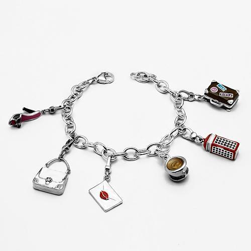 LOS606 - 925 Sterling Silver Bracelet Silver Women Epoxy Multi Color