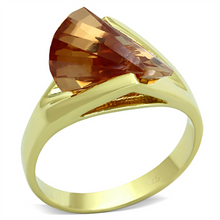 LOS645 - 925 Sterling Silver Ring Gold Women AAA Grade CZ Champagne