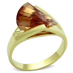 LOS645 - 925 Sterling Silver Ring Gold Women AAA Grade CZ Champagne