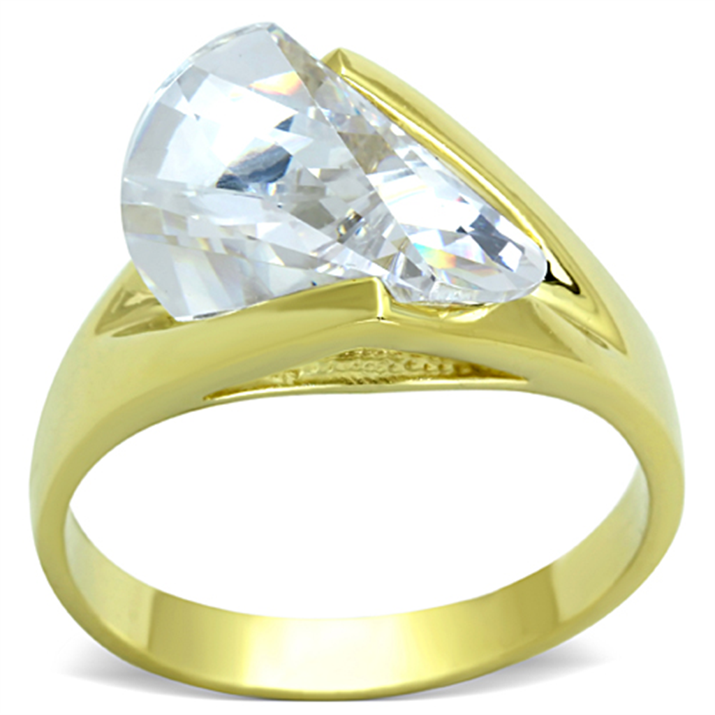 LOS651 - 925 Sterling Silver Ring Gold Women AAA Grade CZ Clear