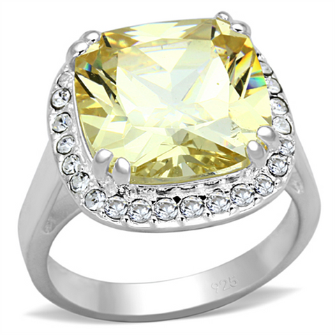 LOS718 - 925 Sterling Silver Ring Silver Women AAA Grade CZ Citrine Yellow