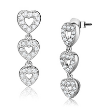 LOS722 - 925 Sterling Silver Earrings Rhodium Women AAA Grade CZ Clear