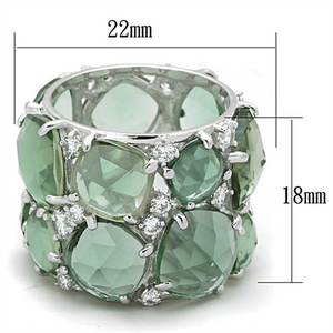 LOS764 - 925 Sterling Silver Ring Rhodium Women Synthetic Emerald