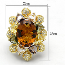 LOS771 - 925 Sterling Silver Ring Gold Women Synthetic Champagne