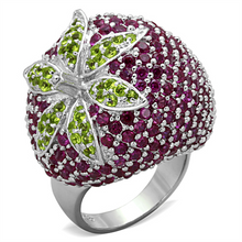 LOS774 - 925 Sterling Silver Ring Rhodium Women AAA Grade CZ Multi Color