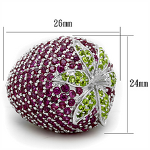 LOS774 - 925 Sterling Silver Ring Rhodium Women AAA Grade CZ Multi Color