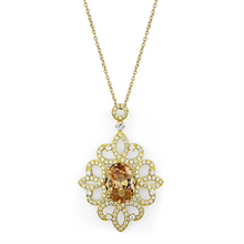 LOS784 - 925 Sterling Silver Chain Pendant Gold Women AAA Grade CZ Champagne