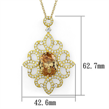 LOS784 - 925 Sterling Silver Chain Pendant Gold Women AAA Grade CZ Champagne