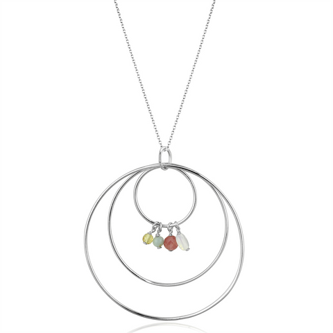 LOS795 - 925 Sterling Silver Necklace Silver Women Synthetic Multi Color