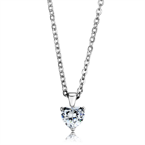 LOS887 - 925 Sterling Silver Chain Pendant Rhodium Women AAA Grade CZ Clear