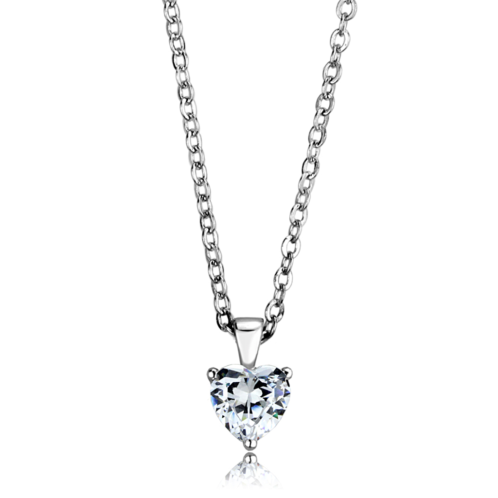 LOS887 - 925 Sterling Silver Chain Pendant Rhodium Women AAA Grade CZ Clear