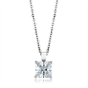 LOS895 - 925 Sterling Silver Chain Pendant Rhodium Women AAA Grade CZ Clear