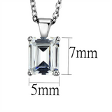 LOS896 - Rhodium 925 Sterling Silver Chain Pendant with AAA Grade CZ  in Clear