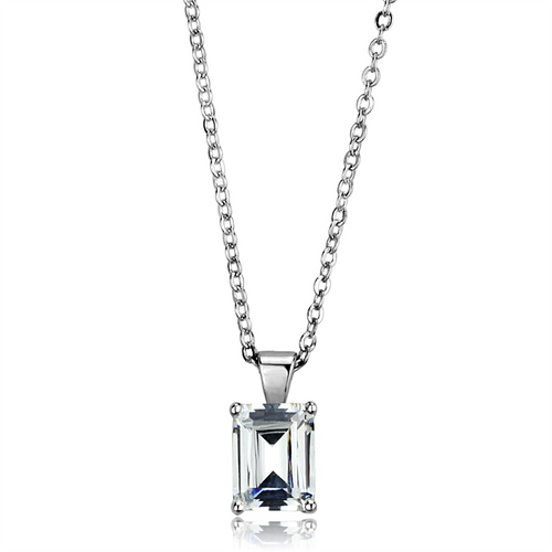 LOS897 - 925 Sterling Silver Chain Pendant Rhodium Women AAA Grade CZ Clear