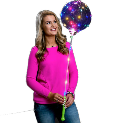 24 Inch Light Up Multicolor Lollipop Bobo Balloon Light Up Wand