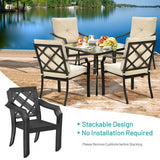 4 Pieces Outdoor Dining Set with Removable Cushions and Rustproof Steel Frame