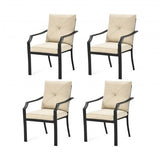 4 Pieces Outdoor Dining Set with Removable Cushions and Rustproof Steel Frame