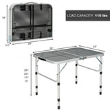 Aluminum Grill Table with Iron Mesh Top-Silver
