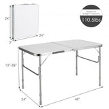 Set of 2 Folding Picnic Utility Table with Carrying Handle-White