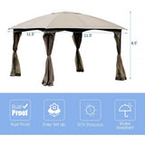 11.5 x 11.5 Feet Fully Enclosed Outdoor Gazebo with Removable 4 Walls