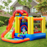 6-in-1 Water Park Bounce House for Outdoor Fun with Blower and Splash Pool