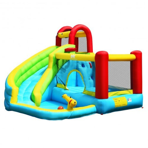 6-in-1 Inflatable Bounce House with Climbing Wall and Basketball Hoop without Blower