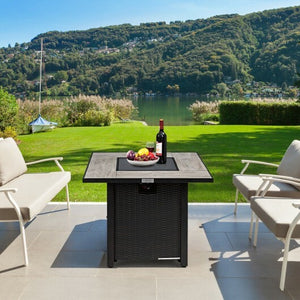 30 Inch Square Propane Gas Fire Pit Table Ceramic Tabletop