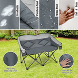 Folding Camping Chair with Bags and Padded Backrest-Gray