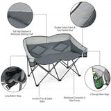 Folding Camping Chair with Bags and Padded Backrest-Gray