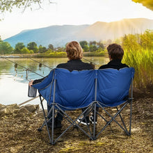 Folding Camping Chair with Bags and Padded Backrest-Gray
